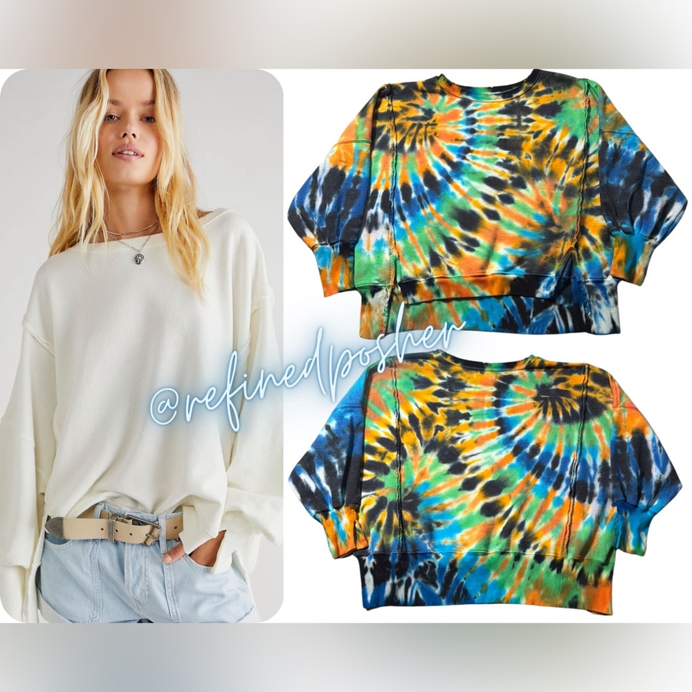 Free People We the Free Camden Sweater size Small NEW White Tie Dye